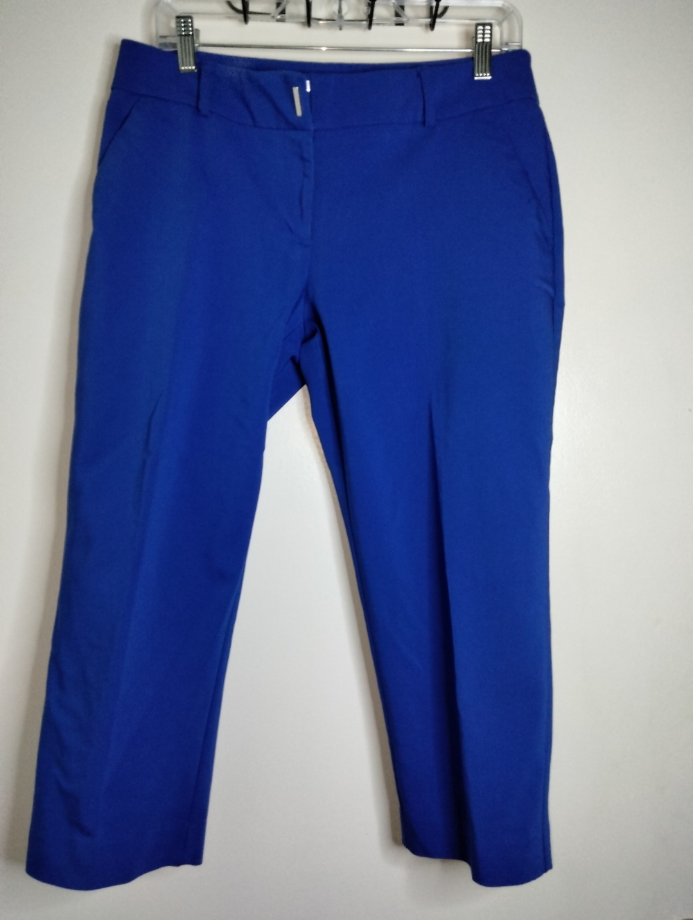 Apt. 9 (Size 10) Blue Stretch Hook Eye Zip Fly Slip Pocket Cropped Torie Pants